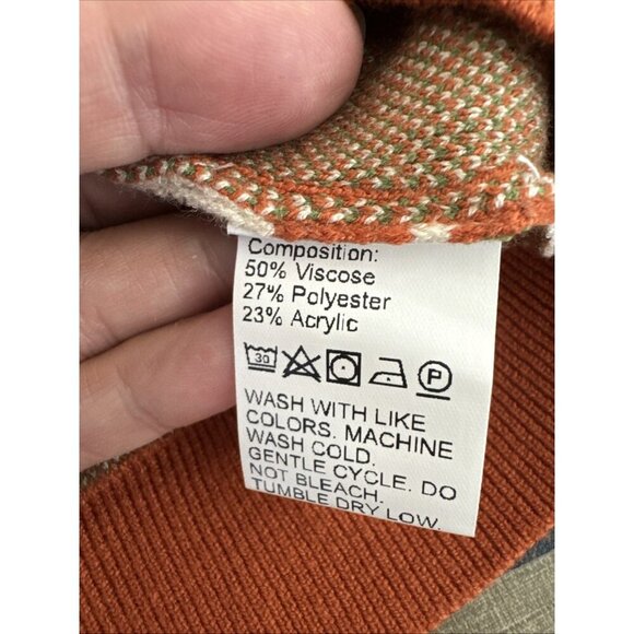 DAZY Women's S Crew LS Double Breasted Button Cardi Sweater Rust Floral EUC - Picture 10 of 12